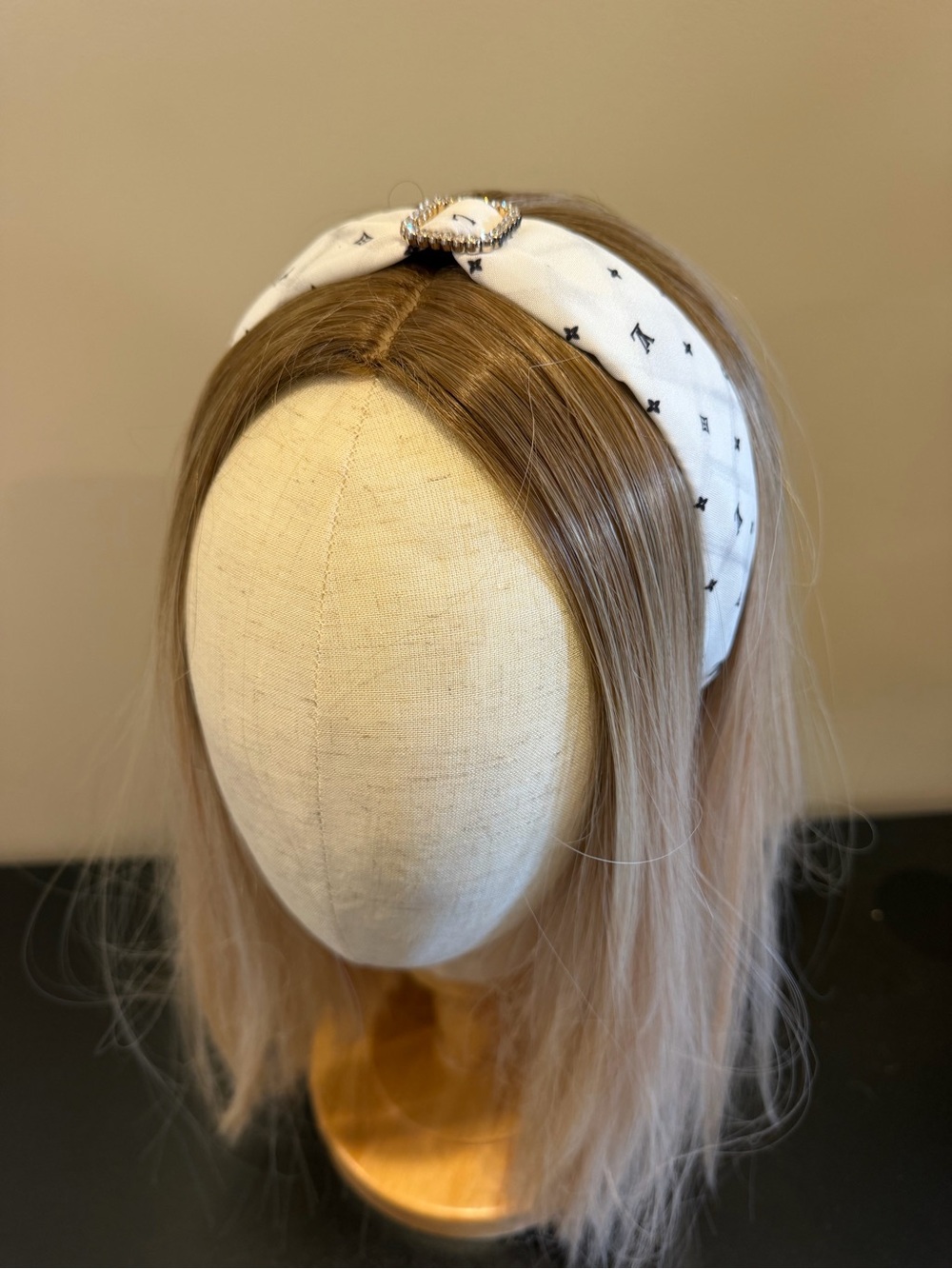 Louis Vuitton White Logo Knot Headband for Kids